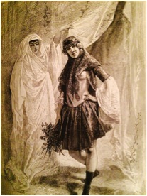 Figure 4: Jeune fille au harem (engraving from aphotograph), showing the sexualization of Persian women in Dieulafoy's work.