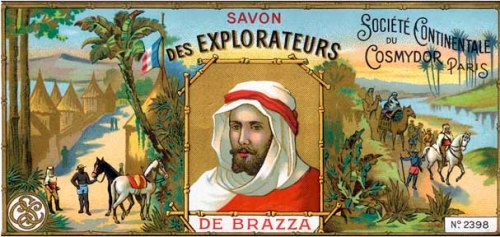 Portrait de Savorgnan de Brazza - Etiquette publicitaire du Savon des Explorateurs, déb. XXème siècle ©bianchetti/Leemage